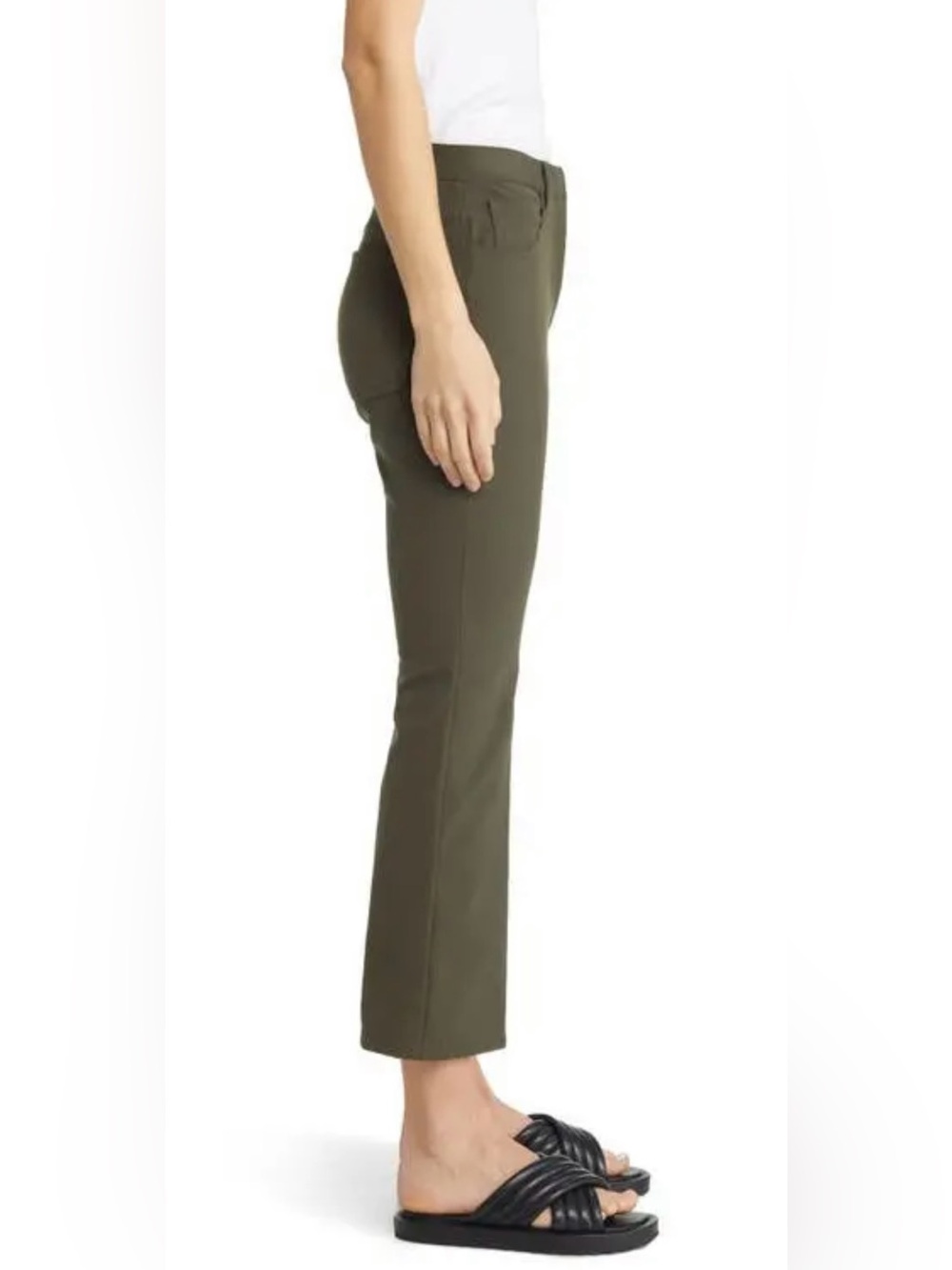 Theory Cropped Kick Flare Pants Olive Green Women’s Size 6 - Picture 4 of 11